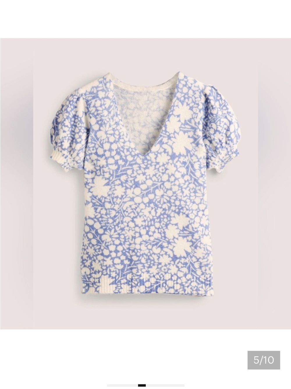 Boden Printed Puff Sleeve Jumper Sweater